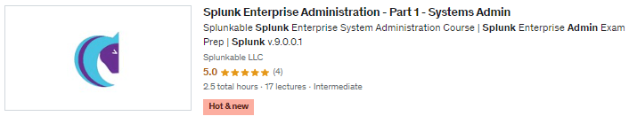 Click here to get 60% off Splunk Enterprise Administration - Part 1 - Systems Admin