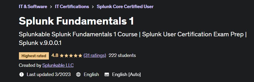 Splunk Fundamentals 1 Training Course