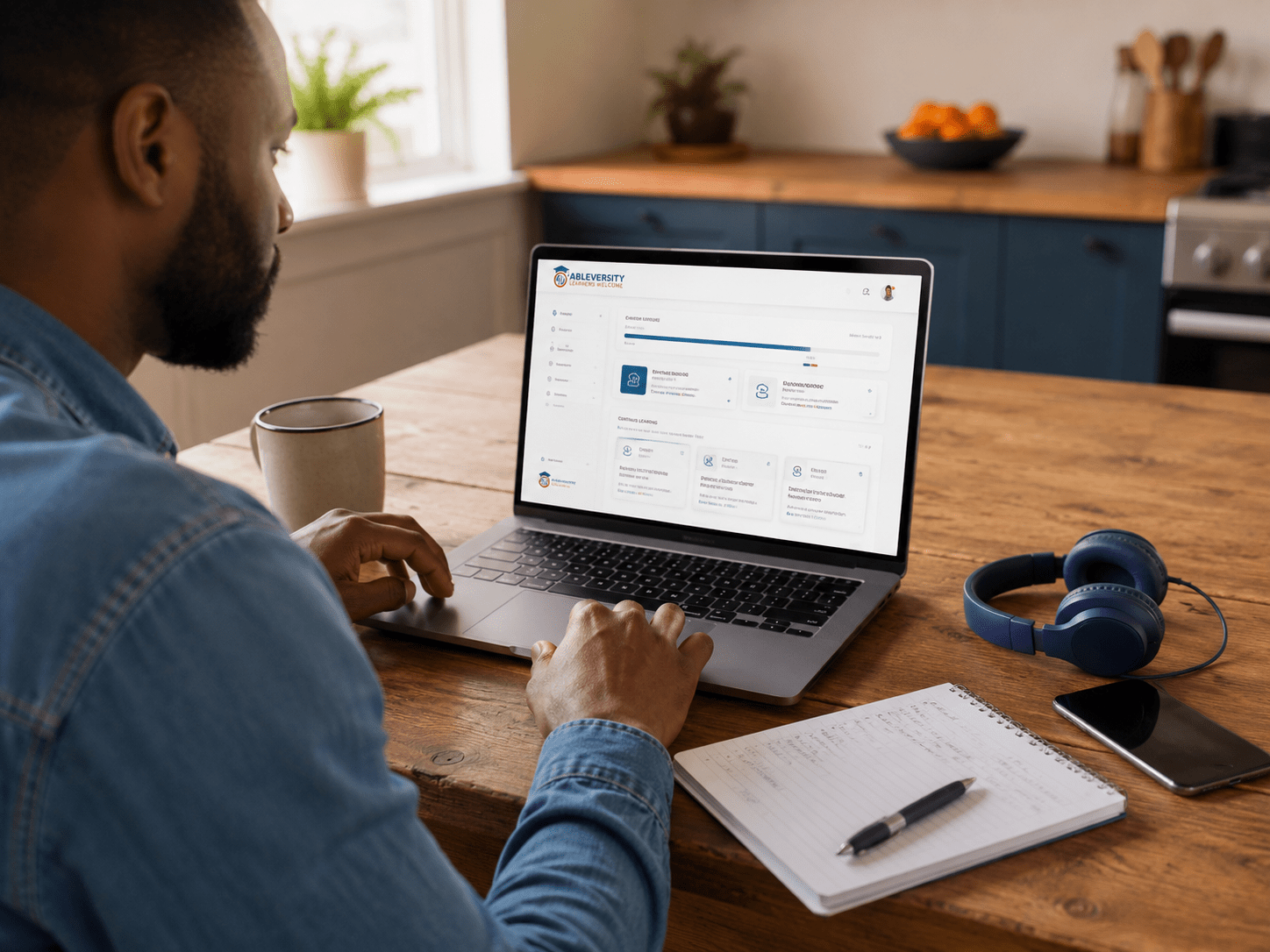 Learner completing flexible online technology training