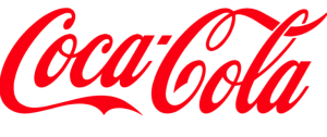Coca-Cola logo in red cursive on a black background, brand wordmark known worldwide