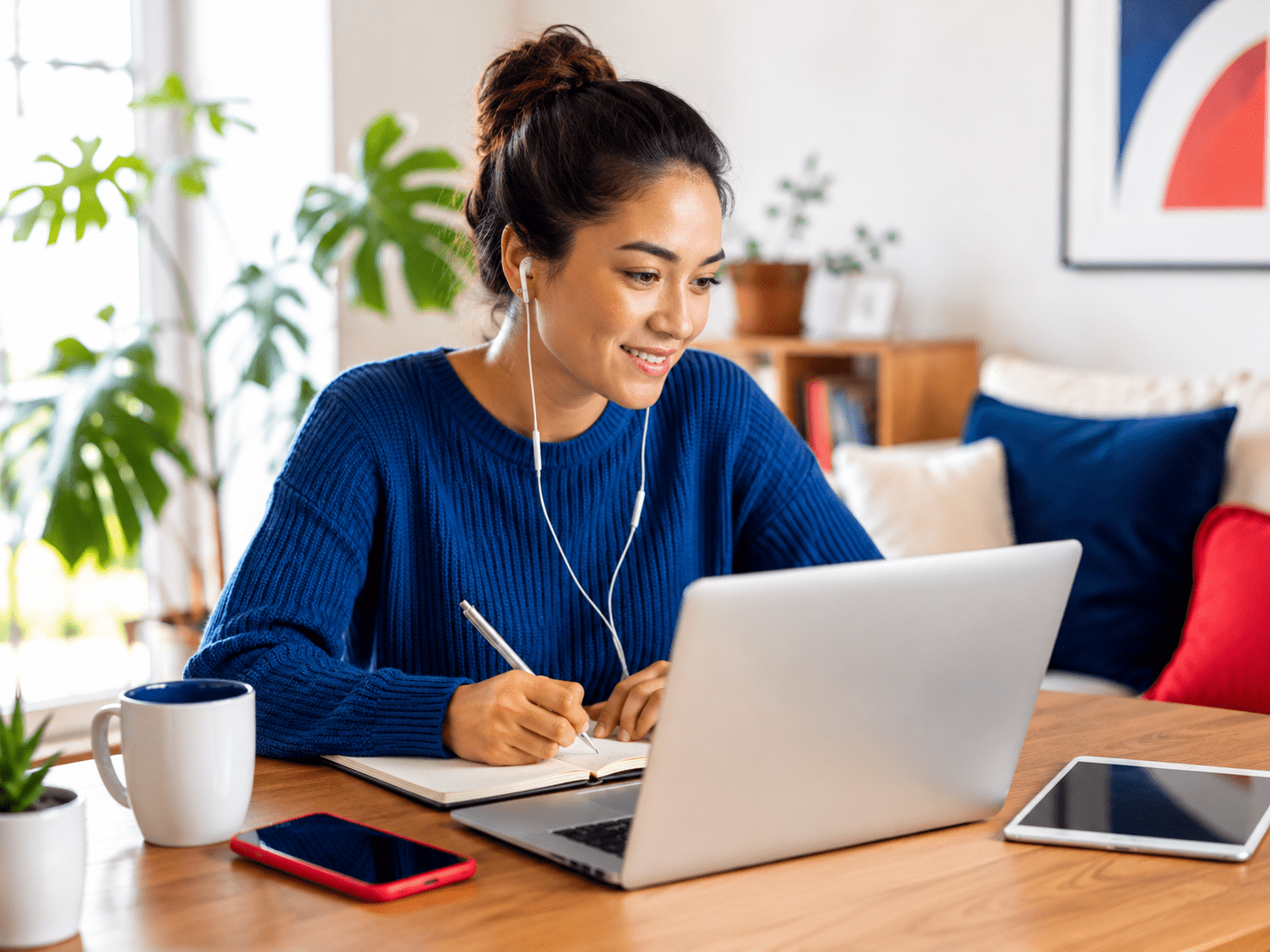 Learner accessing flexible online training from anywhere